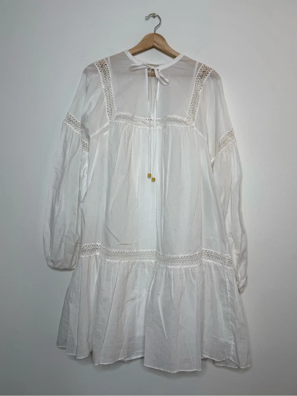 Michael Kors 100% Cotton Coastal Cottagecore ren fair prairie tiered white dress